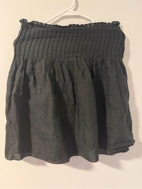 Burberry Black Smocked Waist Cotton-Blend Mini Skirt